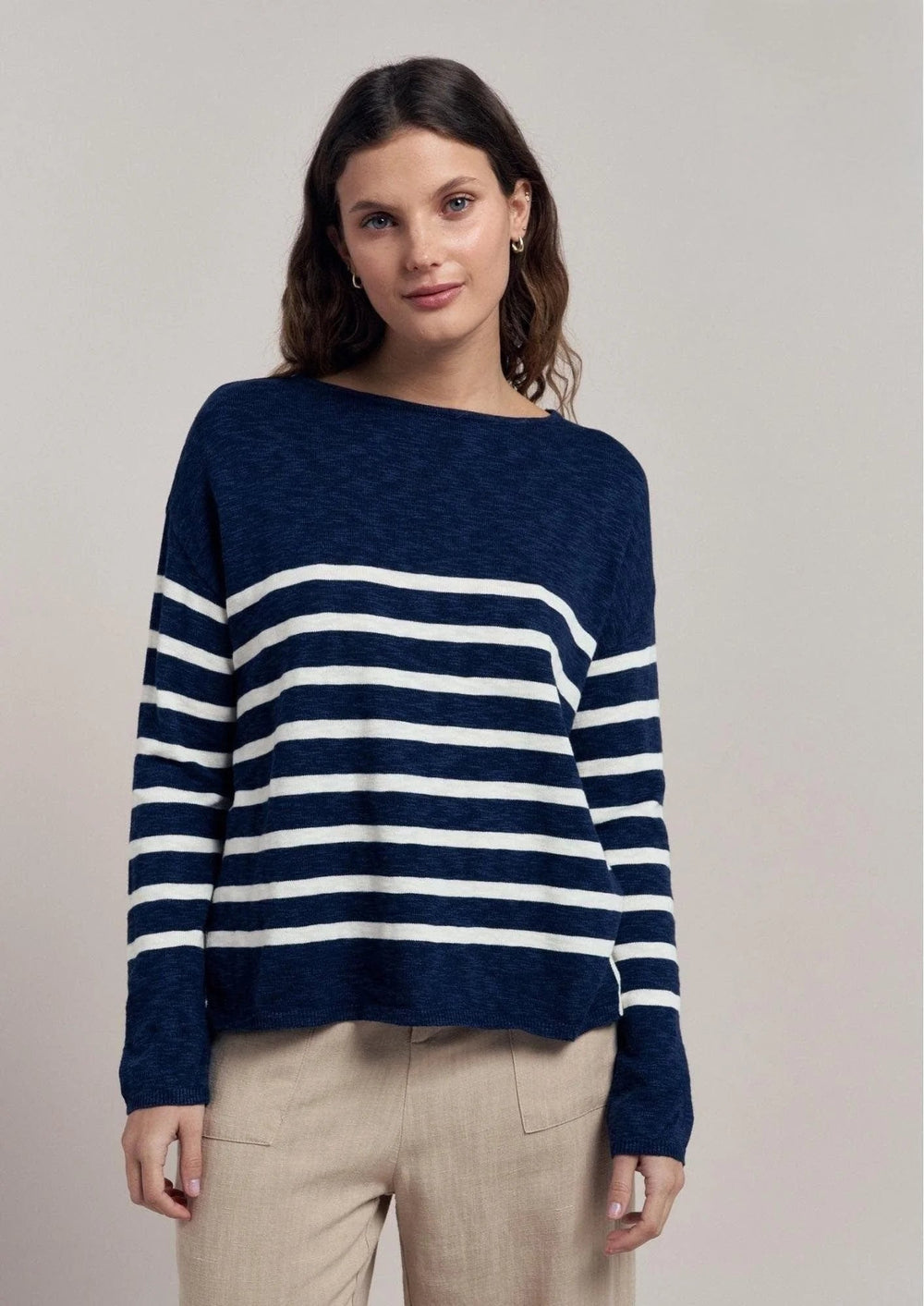 Bobbi Top - Navy / White Stripe Long Sleeve Tee Little Lies