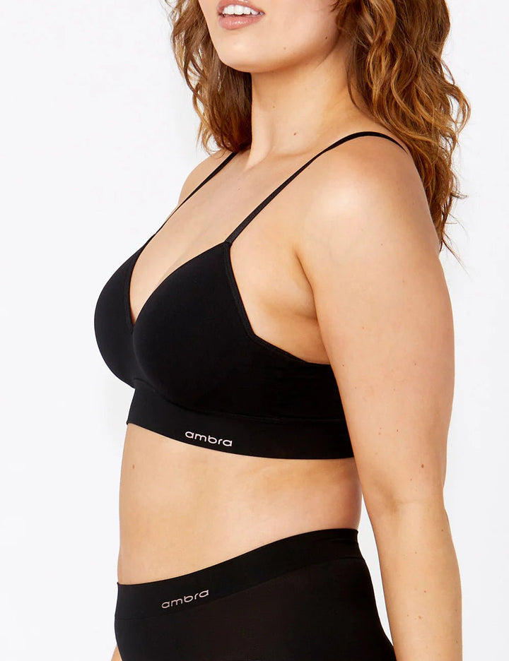 Bondi Bare Longline Padded Bra -Black Undergarments Ambra