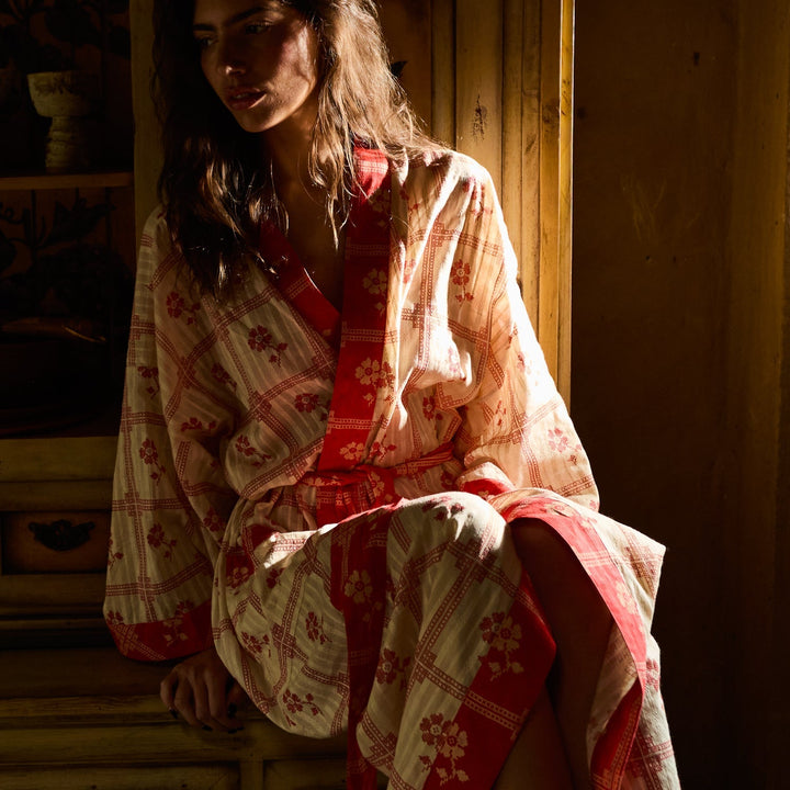 Bonny Cotton Robe - Poppy bath robe Sage &amp; Clare