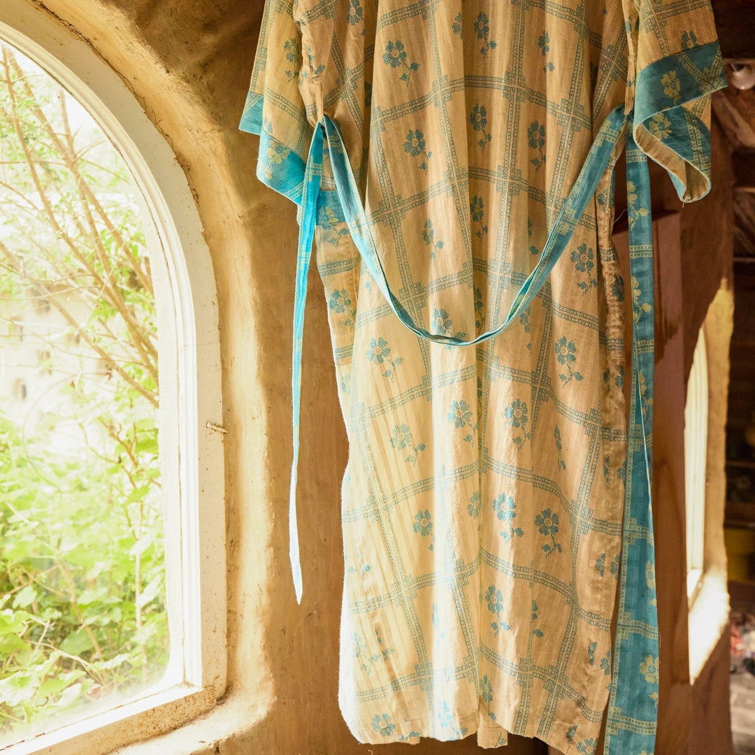 Bonny Cotton Robe - Turquoise bath robe Sage &amp; Clare