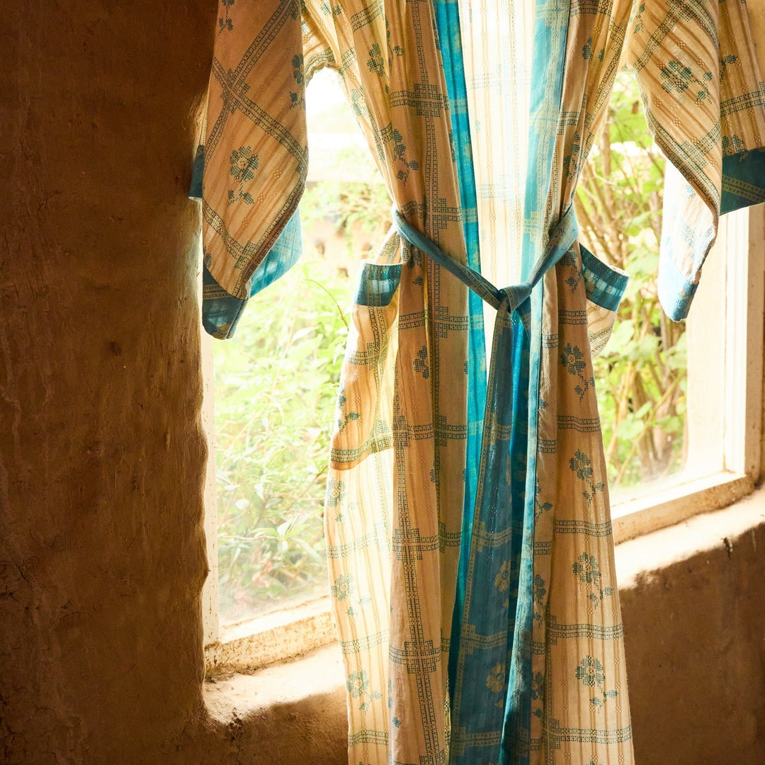 Bonny Cotton Robe - Turquoise bath robe Sage &amp; Clare