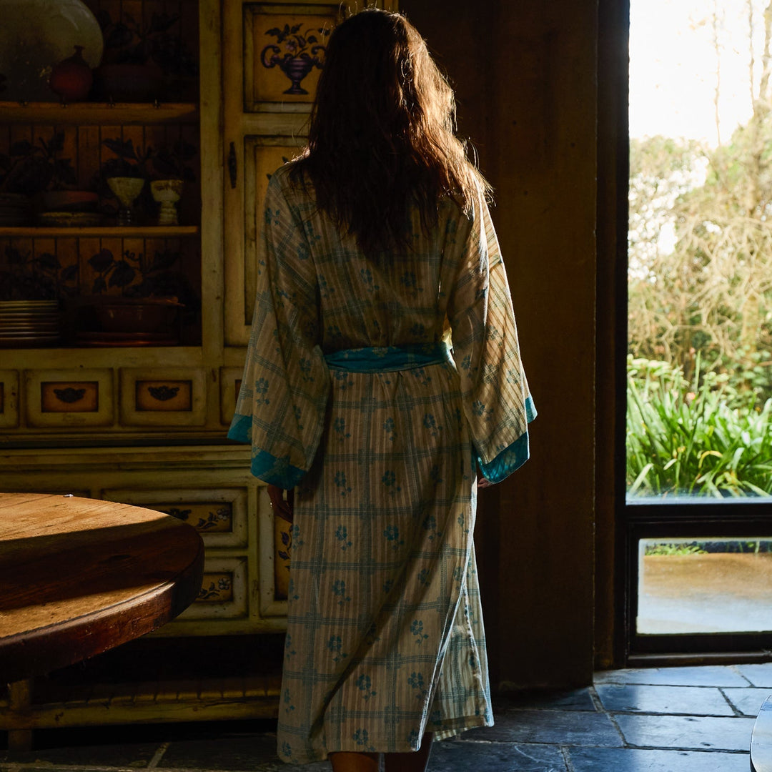 Bonny Cotton Robe - Turquoise bath robe Sage &amp; Clare