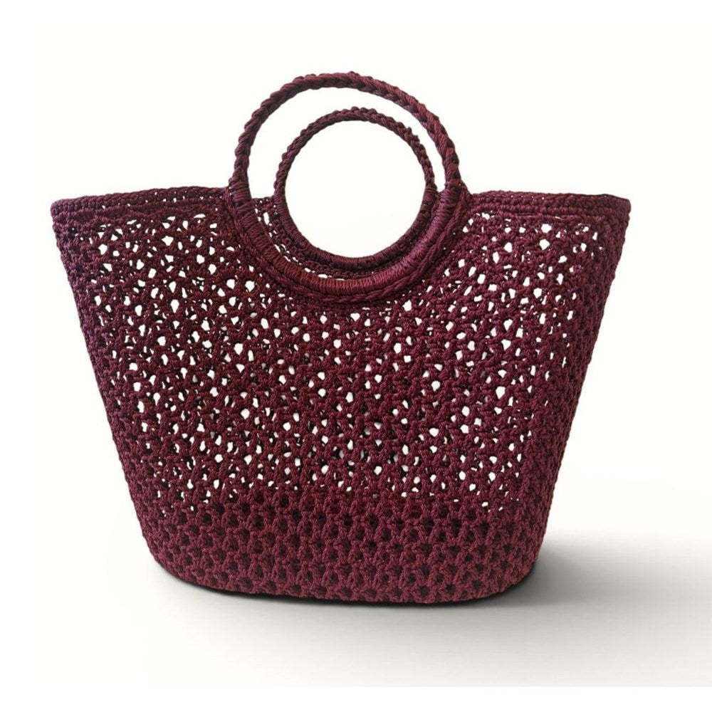 Crochet Basket Rosie - Burgundy basket Boheme