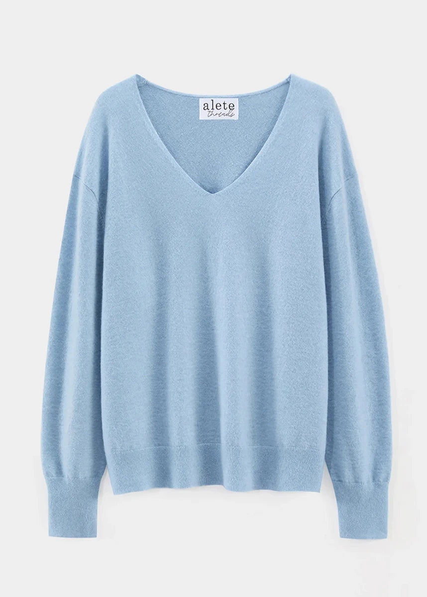 Boundless V Neck Knit - Sea Faire Blue knit Alete