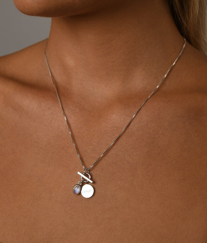 Box chain necklace with toggle and moonstone Von Treskow