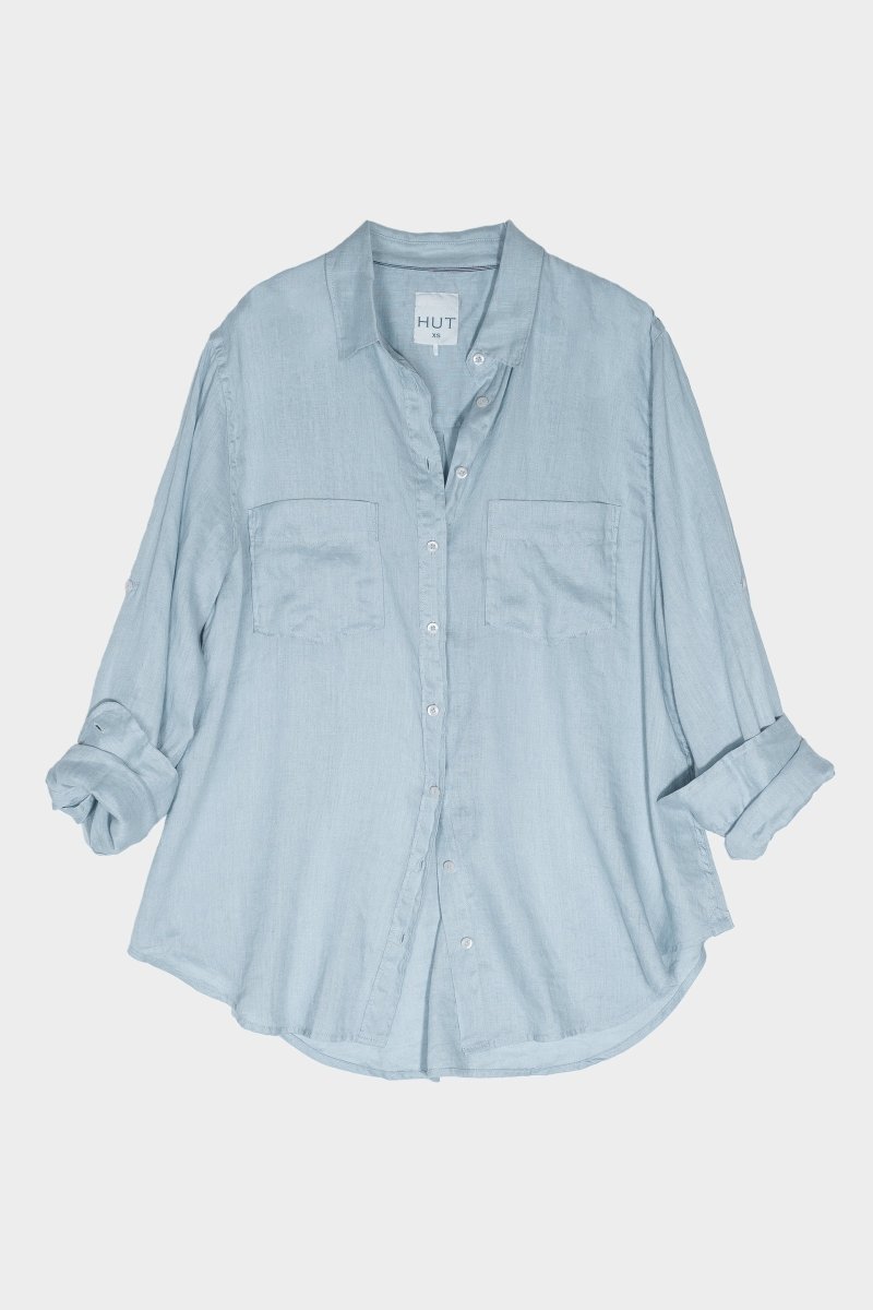 Breeze Blue Boyfriend Linen Shirt Hut