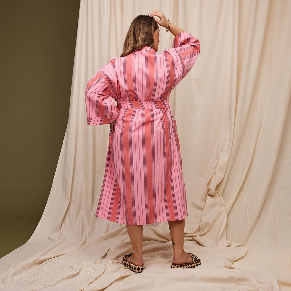 Brigitte Cotton bath robe set - Scarlet Bath Robe Sage & Clare