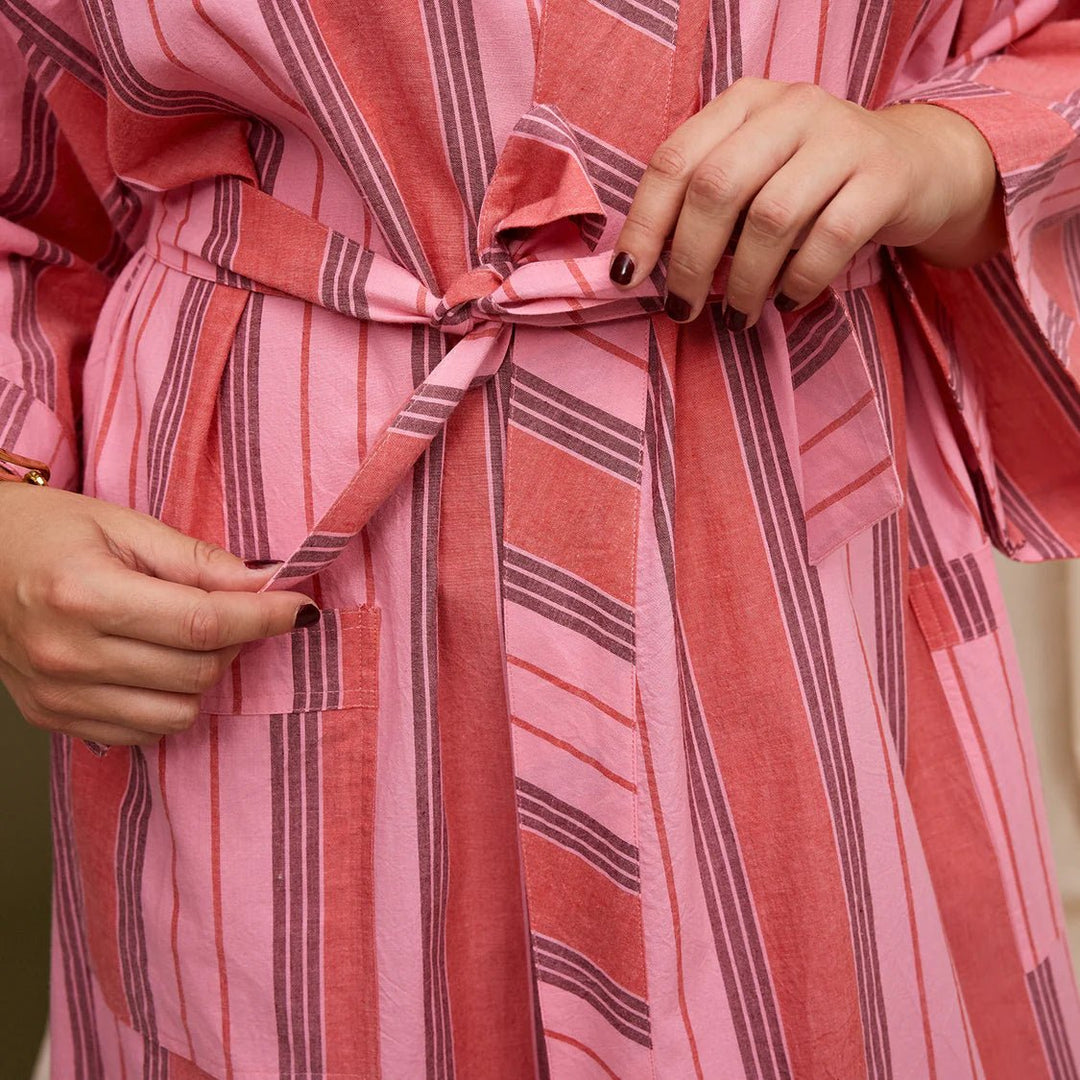 Brigitte Cotton bath robe set - Scarlet Bath Robe Sage & Clare