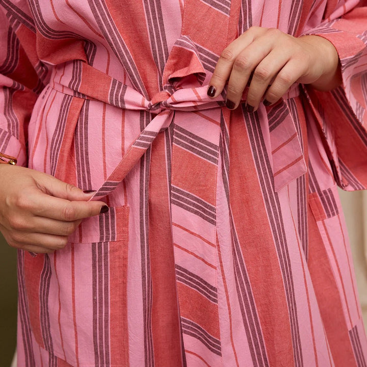 Brigitte Cotton bath robe set - Scarlet Bath Robe Sage & Clare