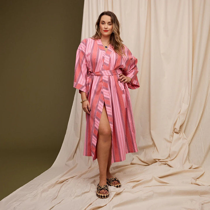 Brigitte Cotton bath robe set - Scarlet Bath Robe Sage & Clare