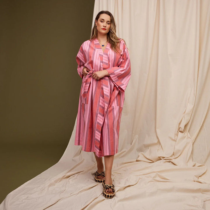 Brigitte Cotton bath robe set - Scarlet Bath Robe Sage & Clare