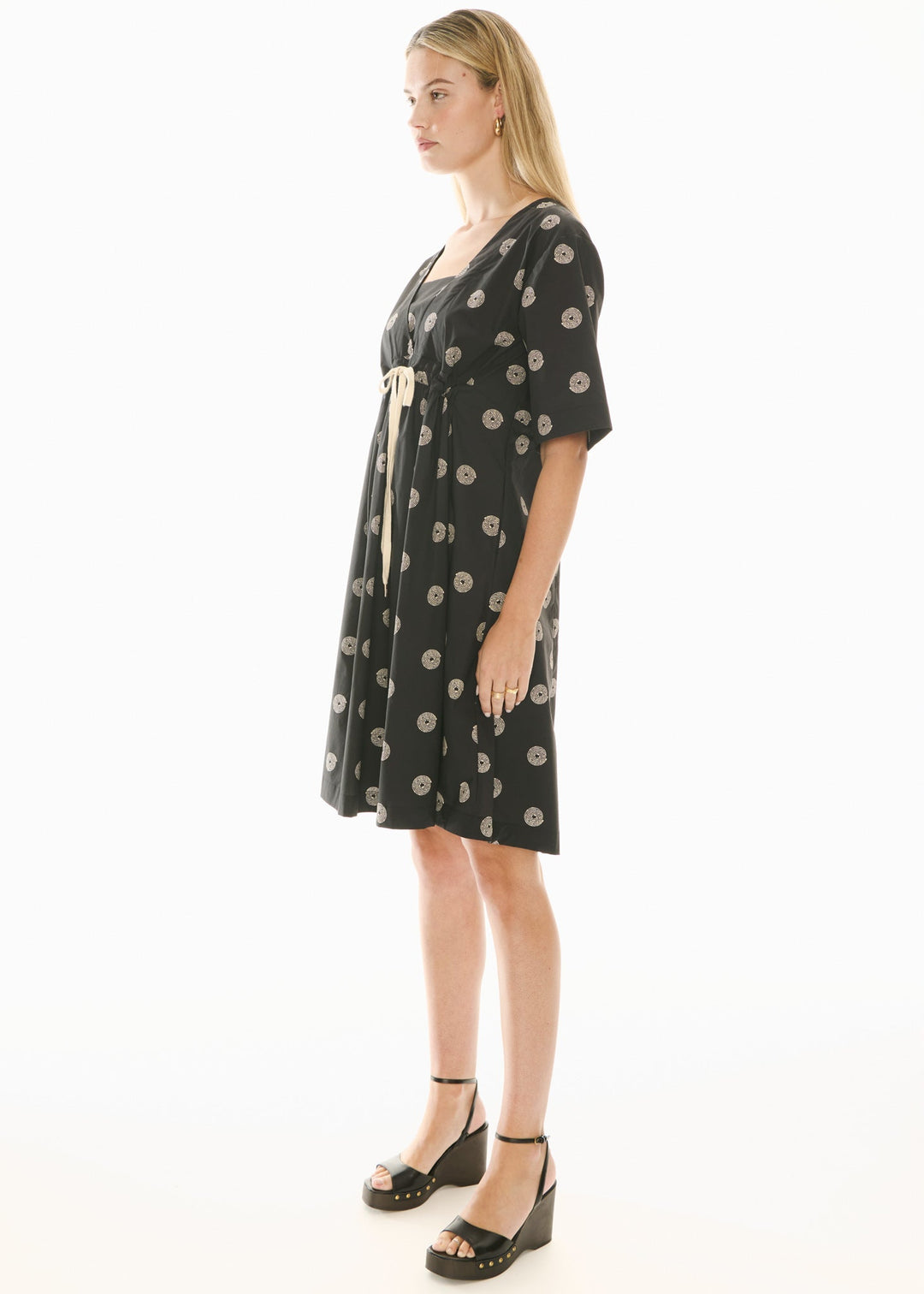 Buoy Drawcord Dress - Black / Ivory - Stanleyandstone