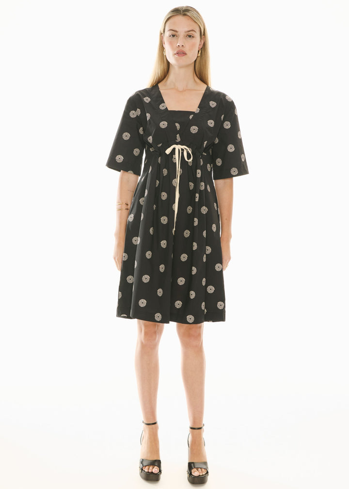 Buoy Drawcord Dress - Black / Ivory - Stanleyandstone