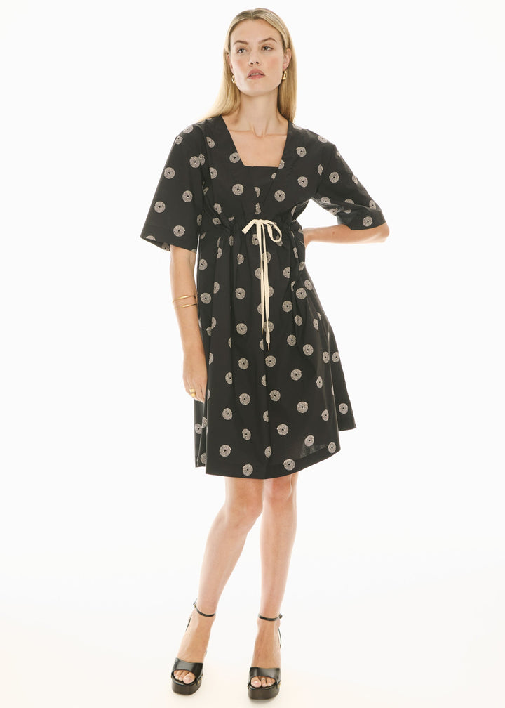 Buoy Drawcord Dress - Black / Ivory - Stanleyandstone