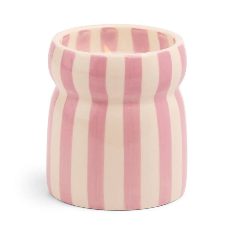 Cabana Lavender Striped Ceramic Candle - Grecian Sand Box Candle design works collective