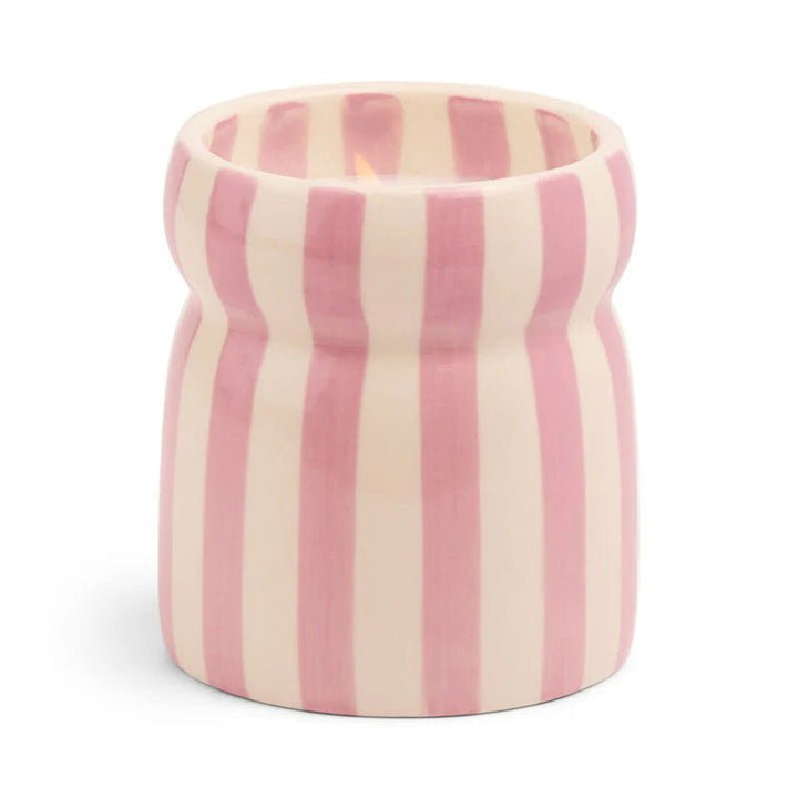 Cabana Lavender Striped Ceramic Candle - Grecian Sand Box Candle design works collective
