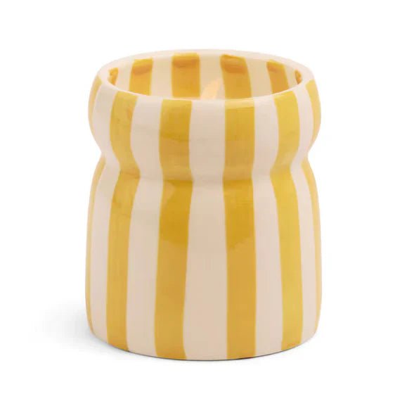 Cabana Ochre Striped Ceramic Candle - Gold Coast Boxed Candle design works collective