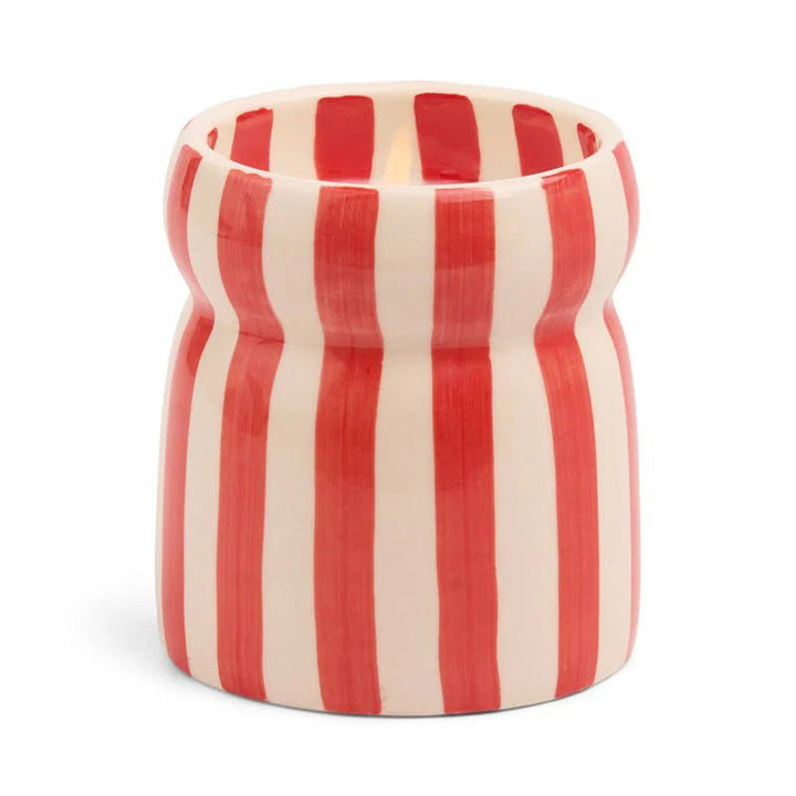 Cabana Red Stripe Ceramic Candle - Hibiscus Bay Candle design works collective