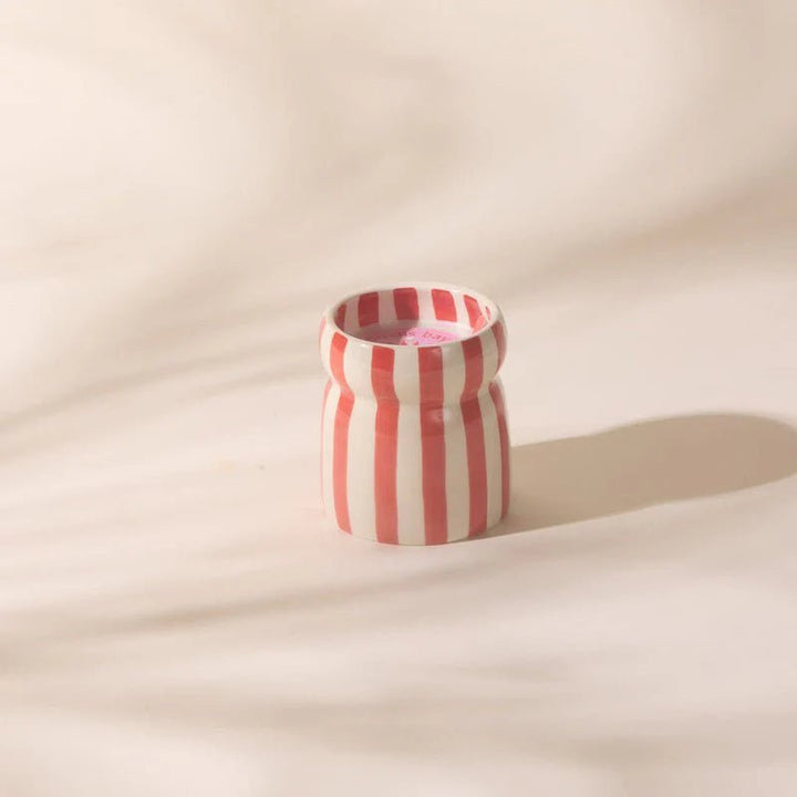 Cabana Red Stripe Ceramic Candle - Hibiscus Bay Candle design works collective