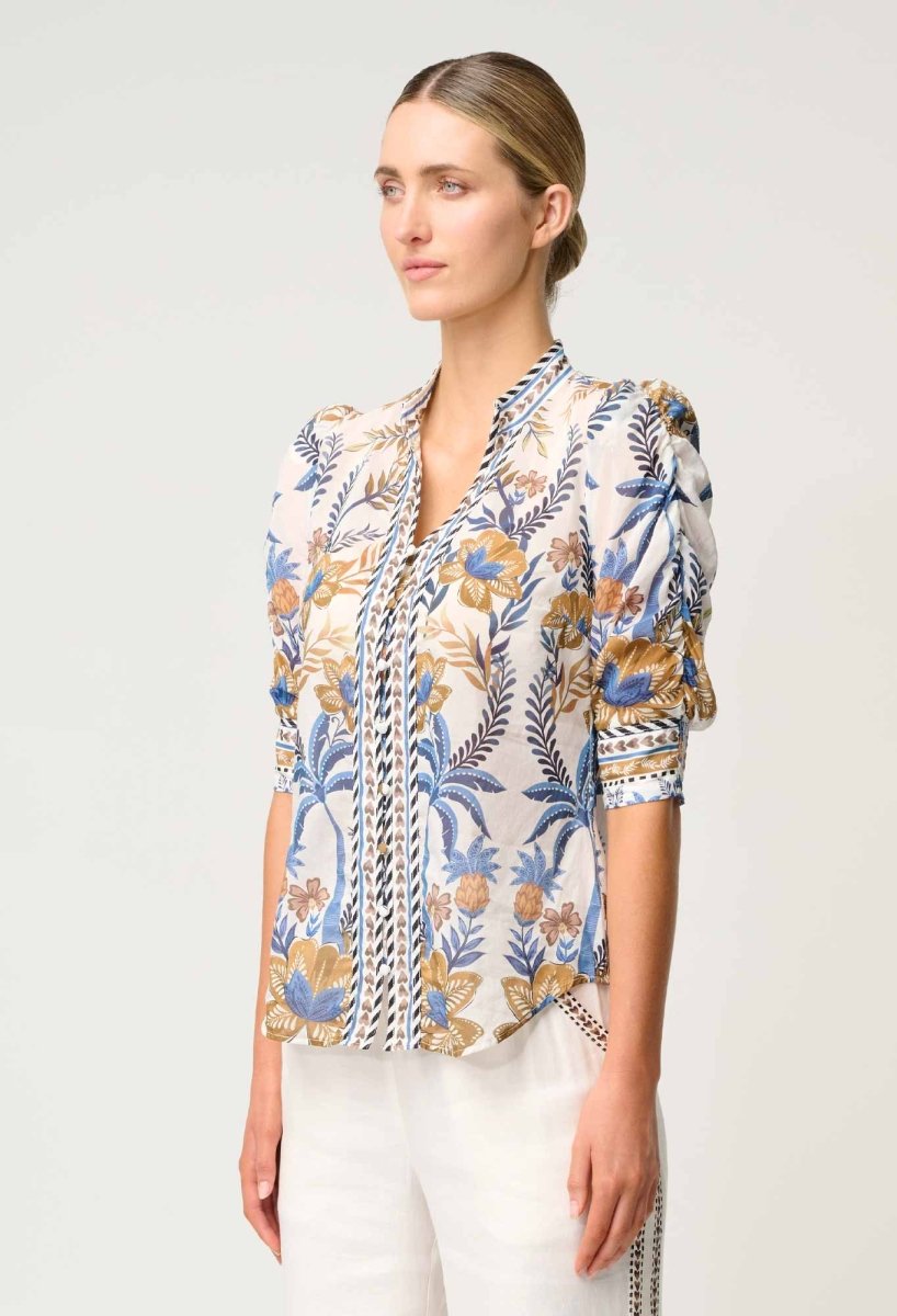 Calantha Cotton Silk Shirt in Golden Medina - Stanleyandstone