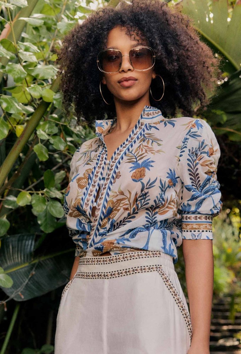 Calantha Cotton Silk Shirt in Golden Medina - Stanleyandstone