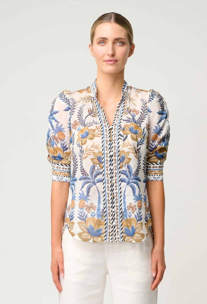 Calantha Cotton Silk Shirt in Golden Medina - Stanleyandstone