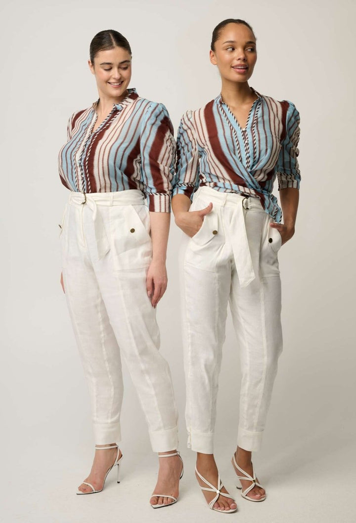 Calantha Cotton Silk Shirt in Iridescent Stripe Blouse Once Was