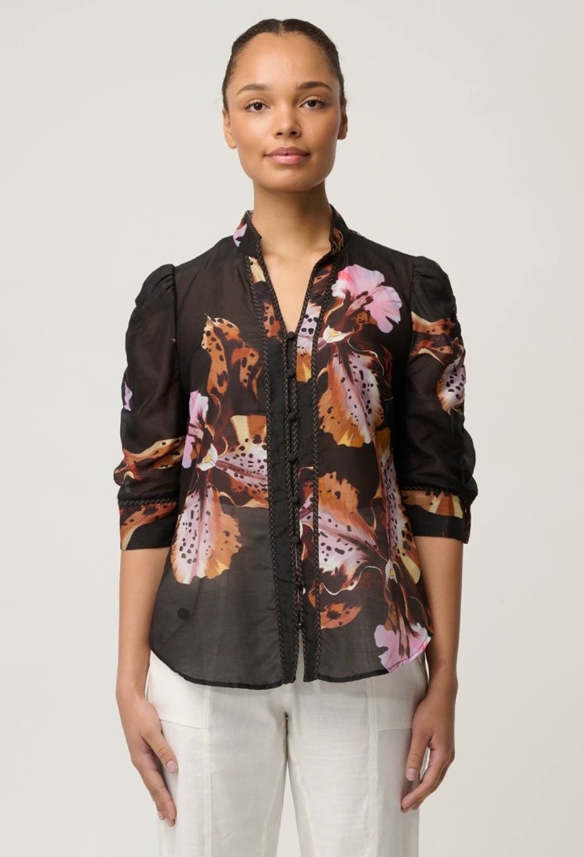 Calantha Cotton Silk Sleeve Shirt in Sunset Orchid Once Was