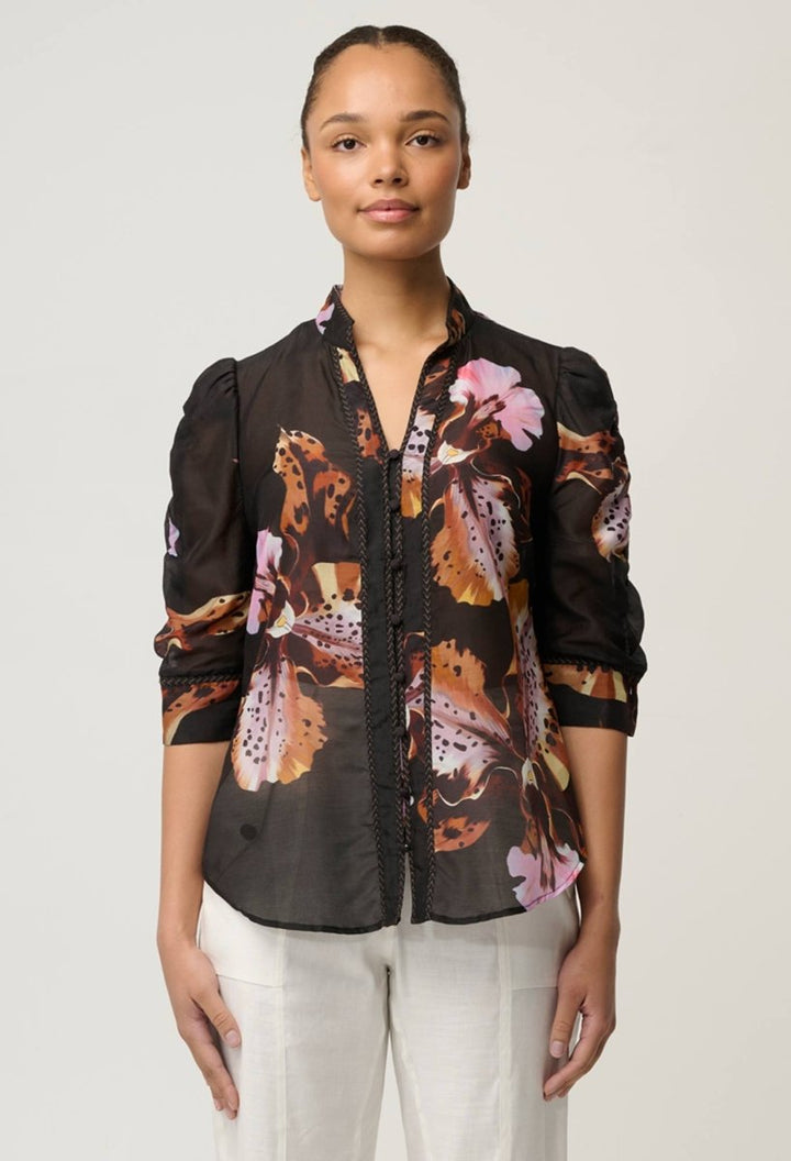 Calantha Cotton Silk Sleeve Shirt in Sunset Orchid Once Was