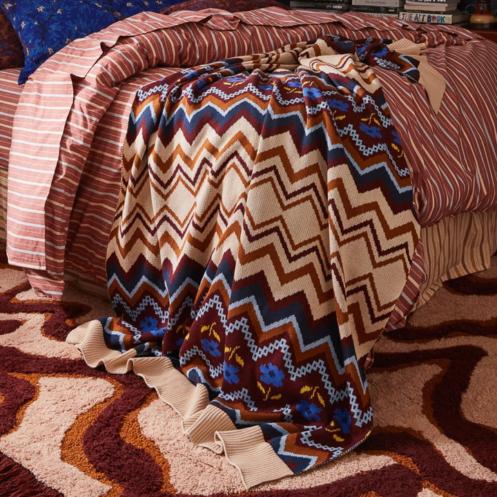 Calina Cotton Knit Blanket - Ink blanket Sage &amp; Clare