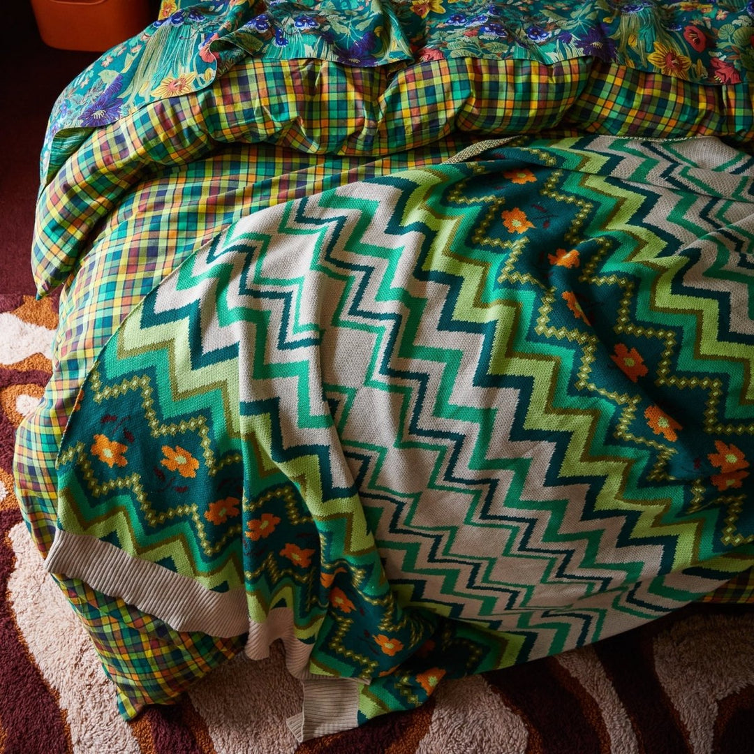 Calina Cotton Knit Blanket - Verdant blanket Sage &amp; Clare