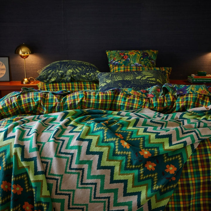 Calina Cotton Knit Blanket - Verdant blanket Sage &amp; Clare