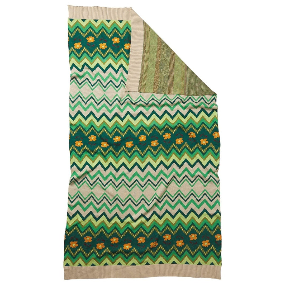 Calina Cotton Knit Blanket - Verdant blanket Sage &amp; Clare