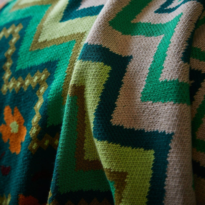 Calina Cotton Knit Blanket - Verdant blanket Sage &amp; Clare