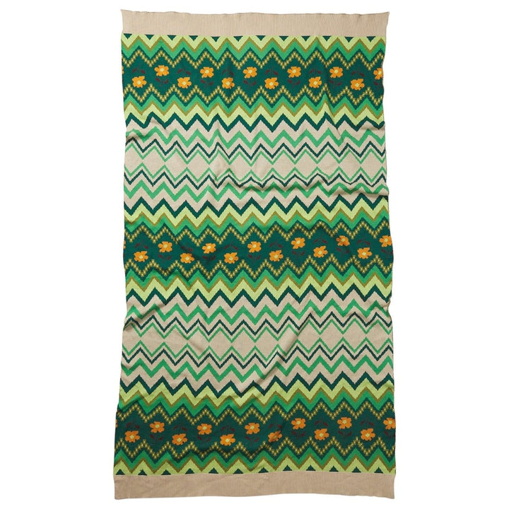 Calina Cotton Knit Blanket - Verdant blanket Sage &amp; Clare