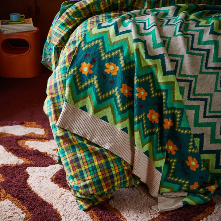 Calina Cotton Knit Blanket - Verdant blanket Sage &amp; Clare
