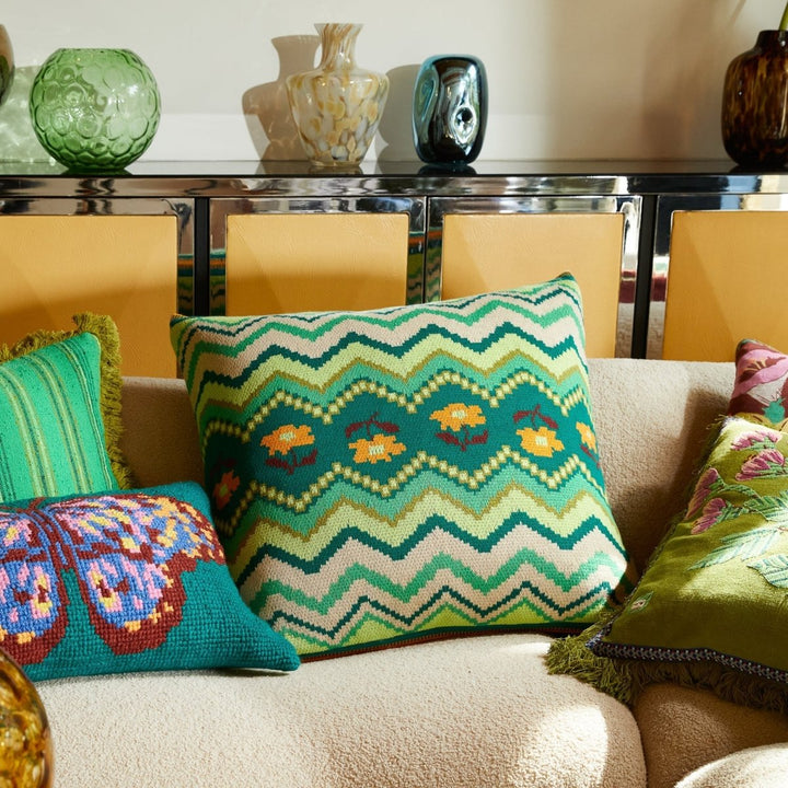 Calina Knit Cushion - Verdant Sage &amp; Clare