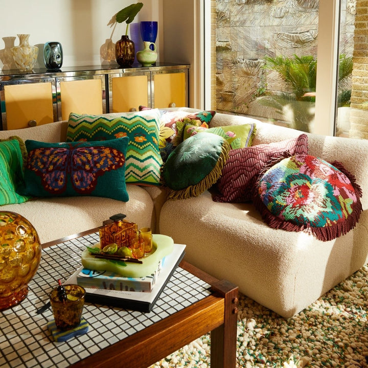 Calina Knit Cushion - Verdant Sage &amp; Clare