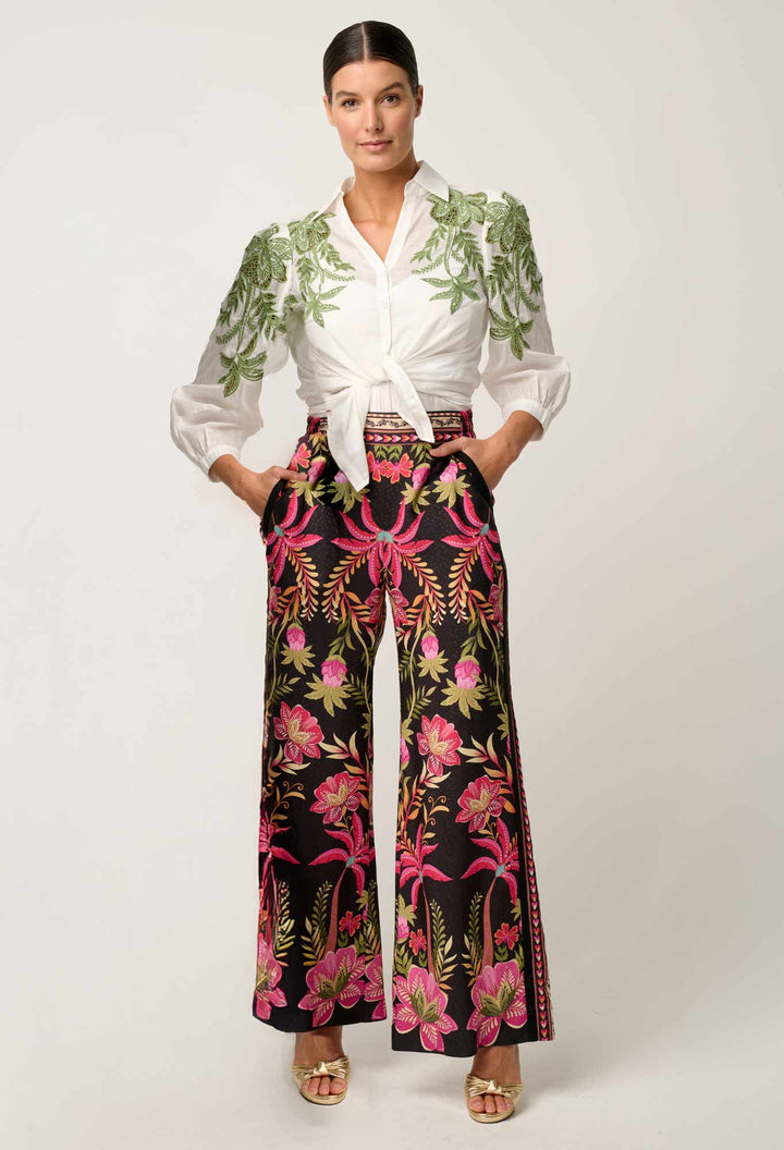 Callisto Cotton Embroidered Shirt in Ivory Blouse Once Was
