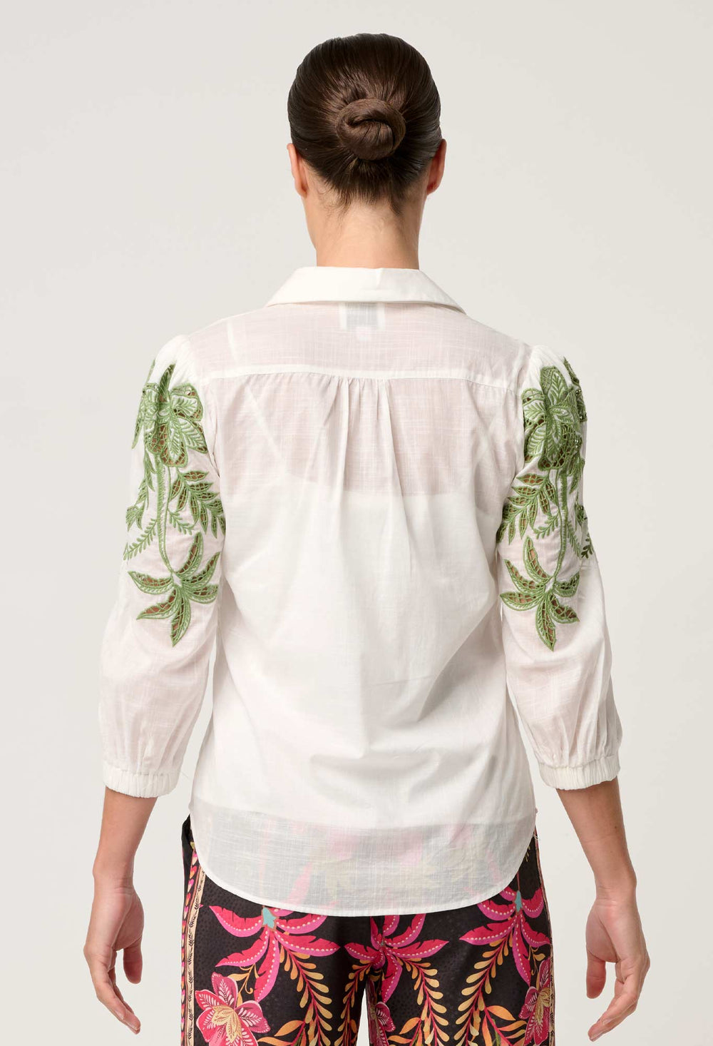 Callisto Cotton Embroidered Shirt in Ivory Blouse Once Was