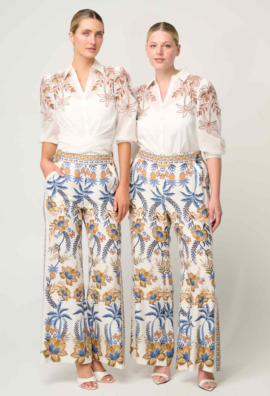 Callisto Cotton Embroidered Shirt in Ivory - Dune - Stanleyandstone