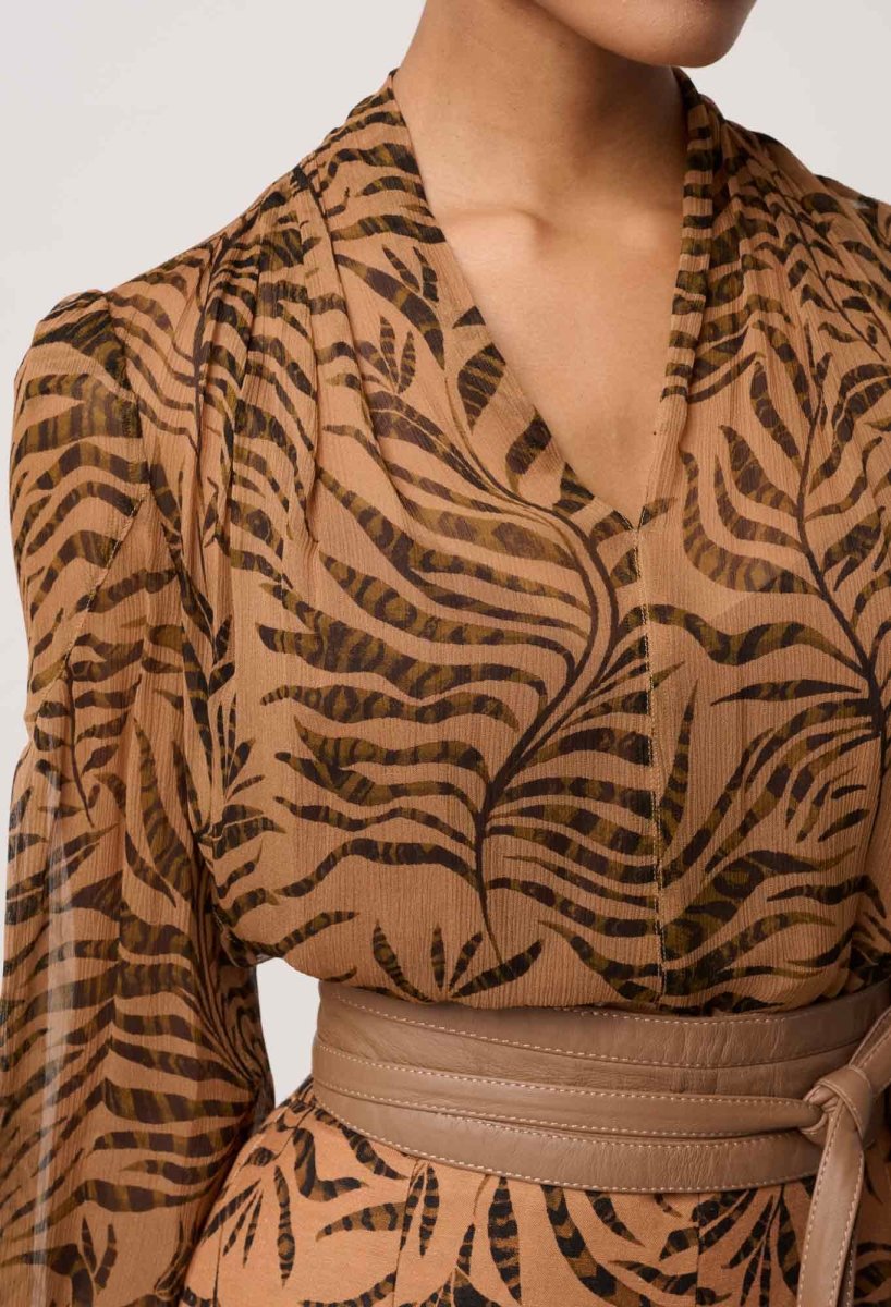 Camille Sheer Viscose Blouse in Exotica OnceWas