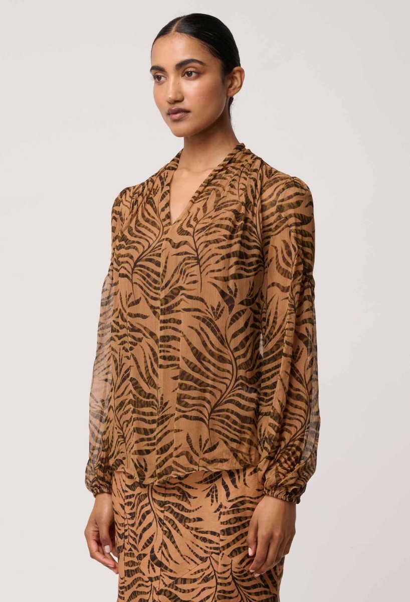 Camille Sheer Viscose Blouse in Exotica OnceWas