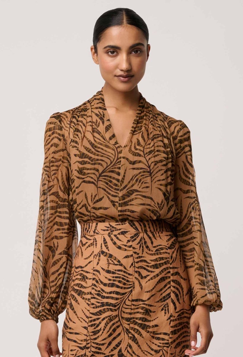Camille Sheer Viscose Blouse in Exotica OnceWas