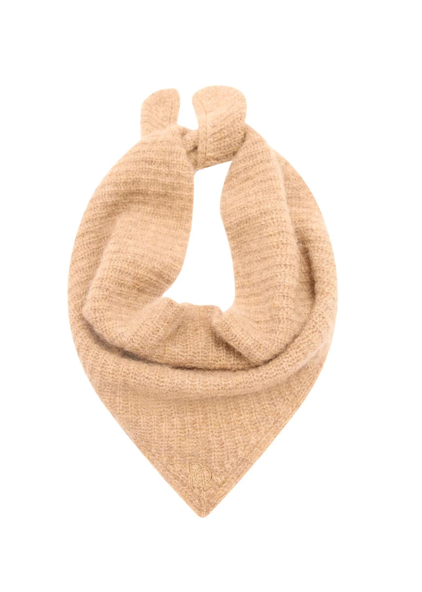 Carmel Triangle Knit Scarf - Camel scarf POL