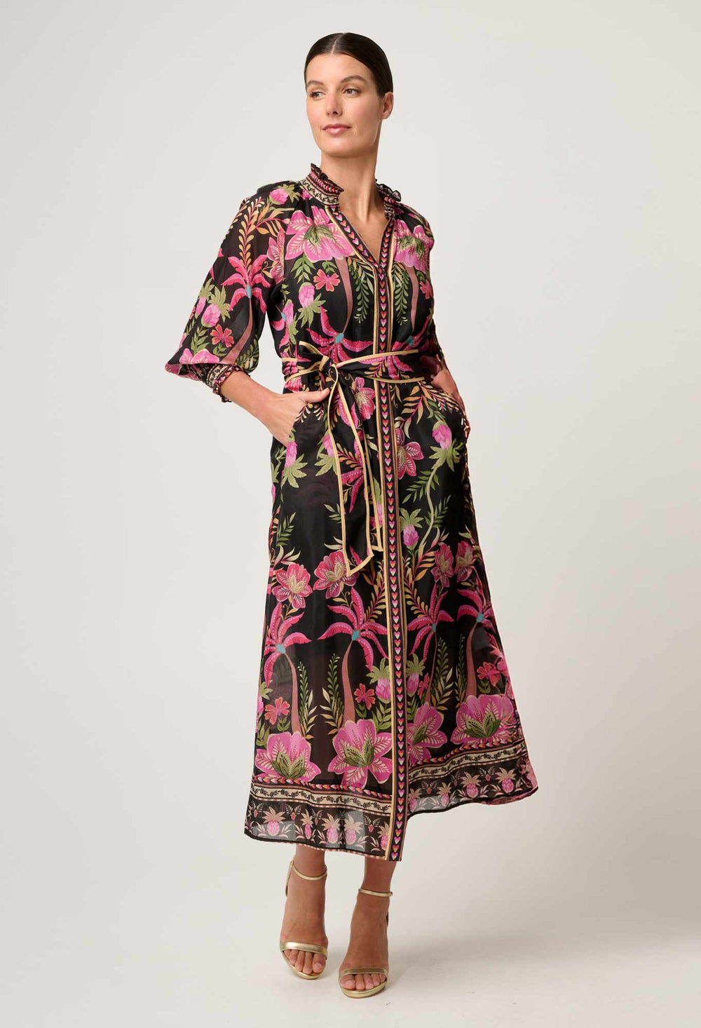 Carmen Silk Cotton Maxi Dress in Anthos Lótos Dress Once Was