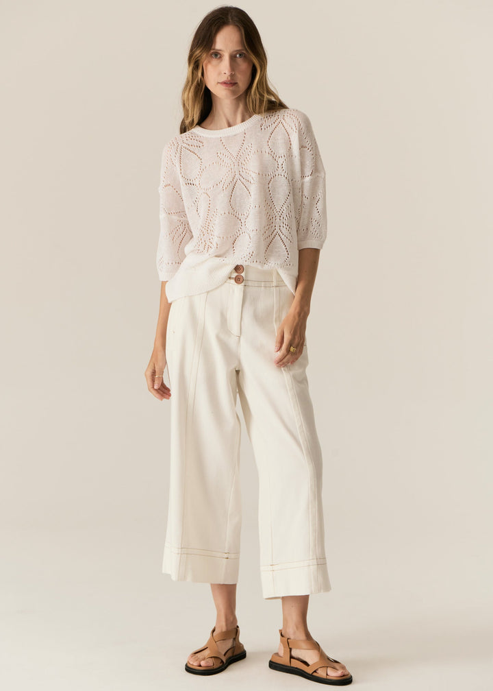 Carsen Crop Denim Pant - Ecru Pant POL