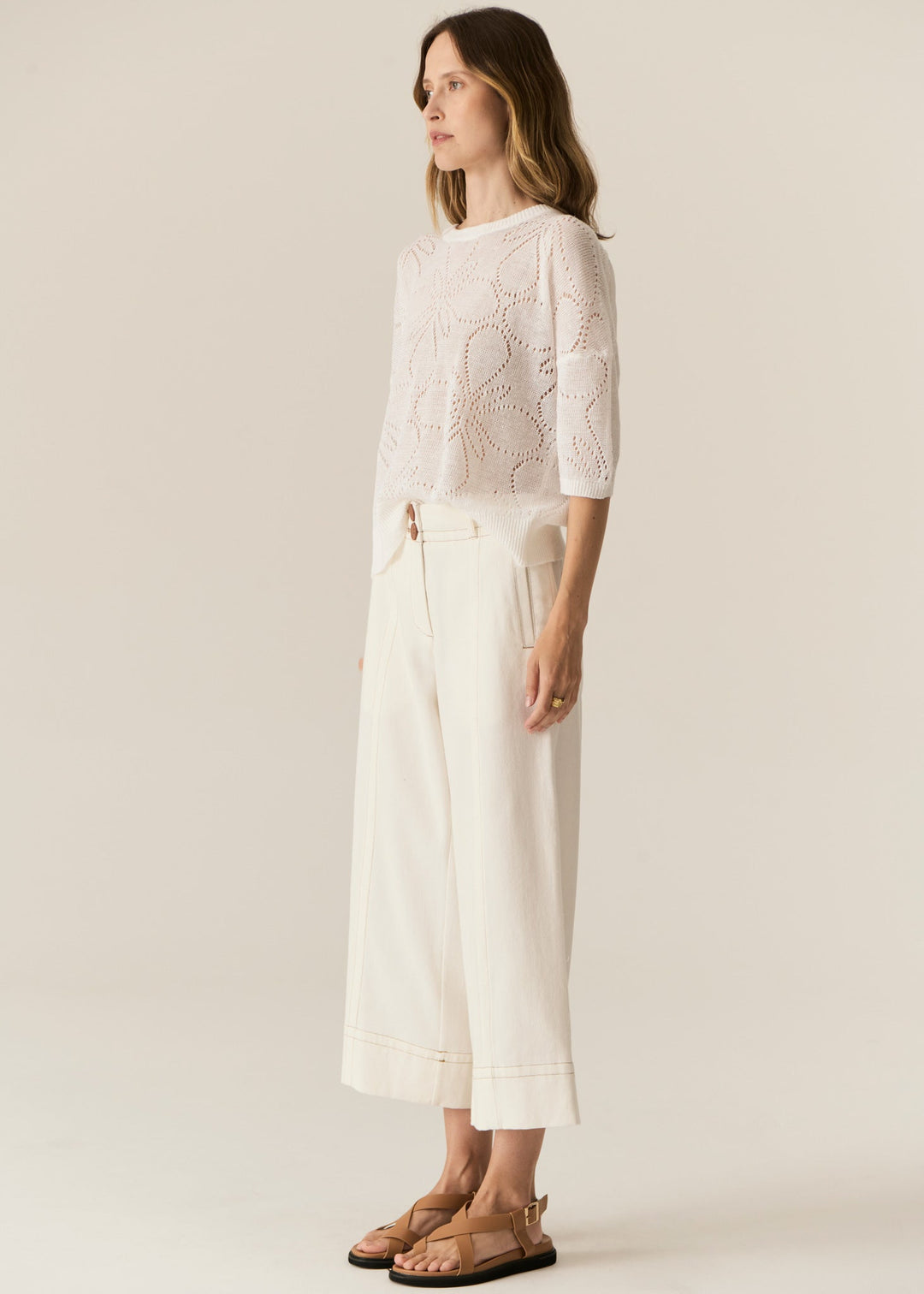 Carsen Crop Denim Pant - Ecru Pant POL