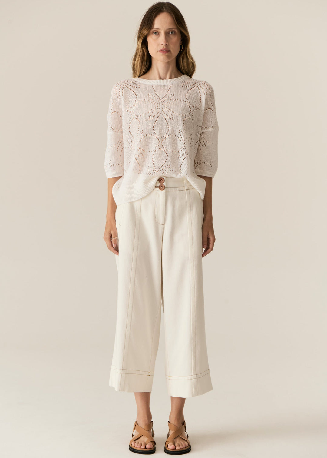 Carsen Crop Denim Pant - Ecru Pant POL