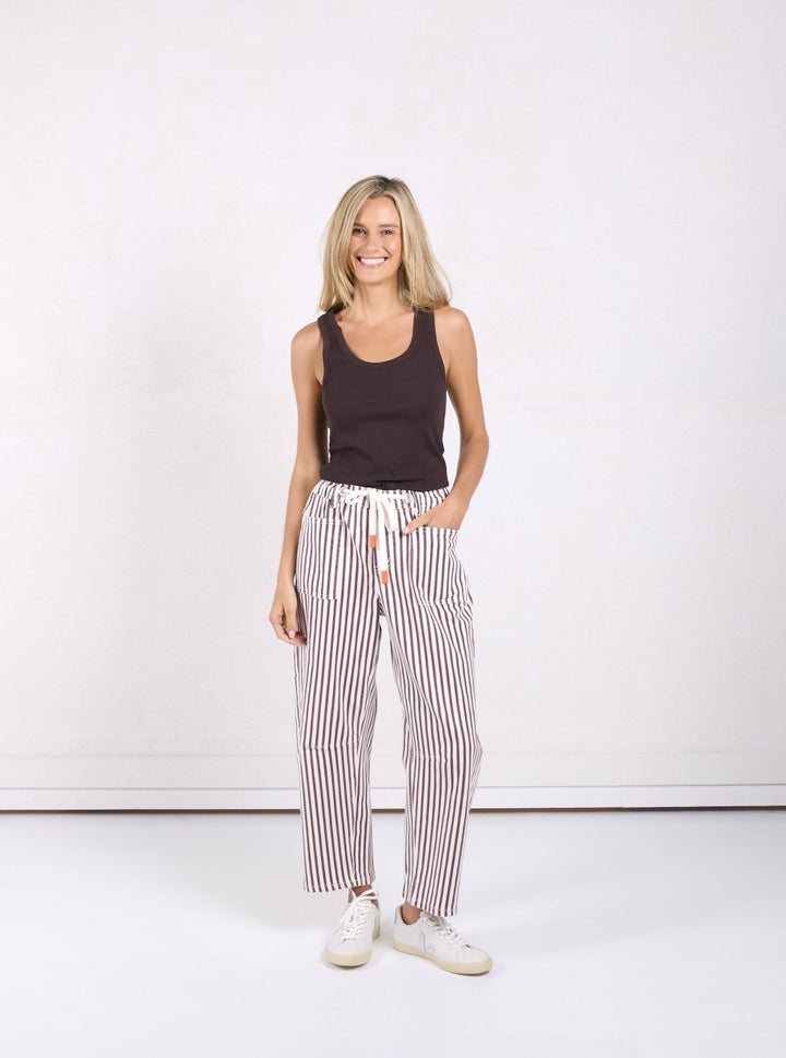 Carter Barrel Jeans - Chocolate Stripe Jeans Monaco Jeans 8(AUS)